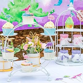 WERNNSAI 36 Pcs Dinosaur Cupcake Toppers - Girl Dinosaur Party Decorations Dino Cake Toppers Picks Dino Cake Decorations for Kids Birthday Baby Shower Party Supplies