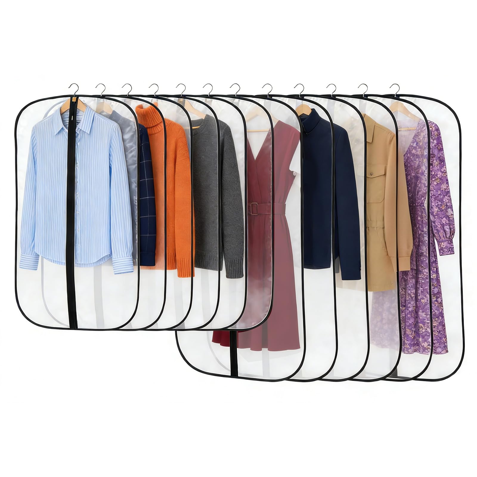 12 Fundas de Ropa, Bolsas Guardar Prendas Antipolvo Impermeables para Trajes, Vestidos, Camisas de Noche, Fundas Ropa Armario Transparente, Bolsas para Prendas a Prueba de Polillas — view 8