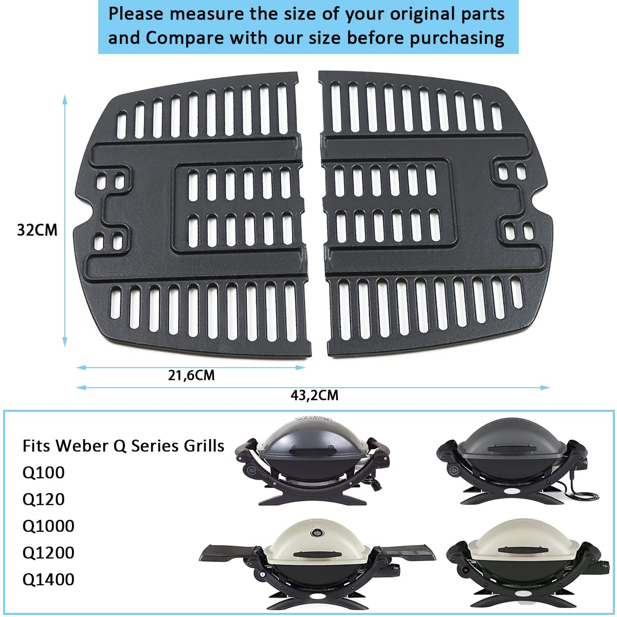 Bruciatore Griglia 69957 41657 60040 Sostituzione per Weber Q100