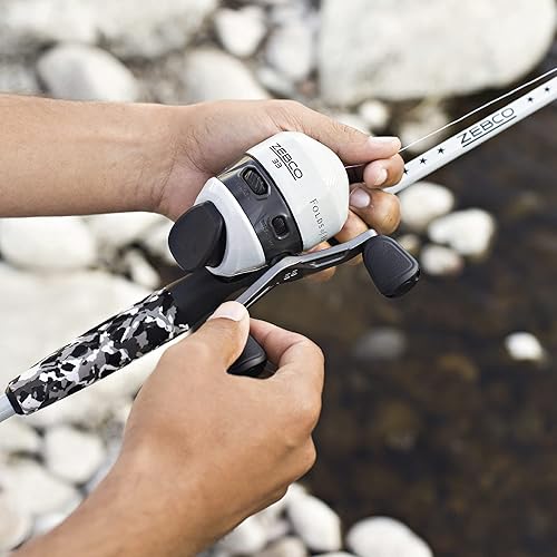 Miniatura 7 de Zebco Combo de carrete Spincast de 33 pliegues de honor y caña de pescar de 2 piezas, caña de fibra de vidrio de 6 pies, carrete de pesca