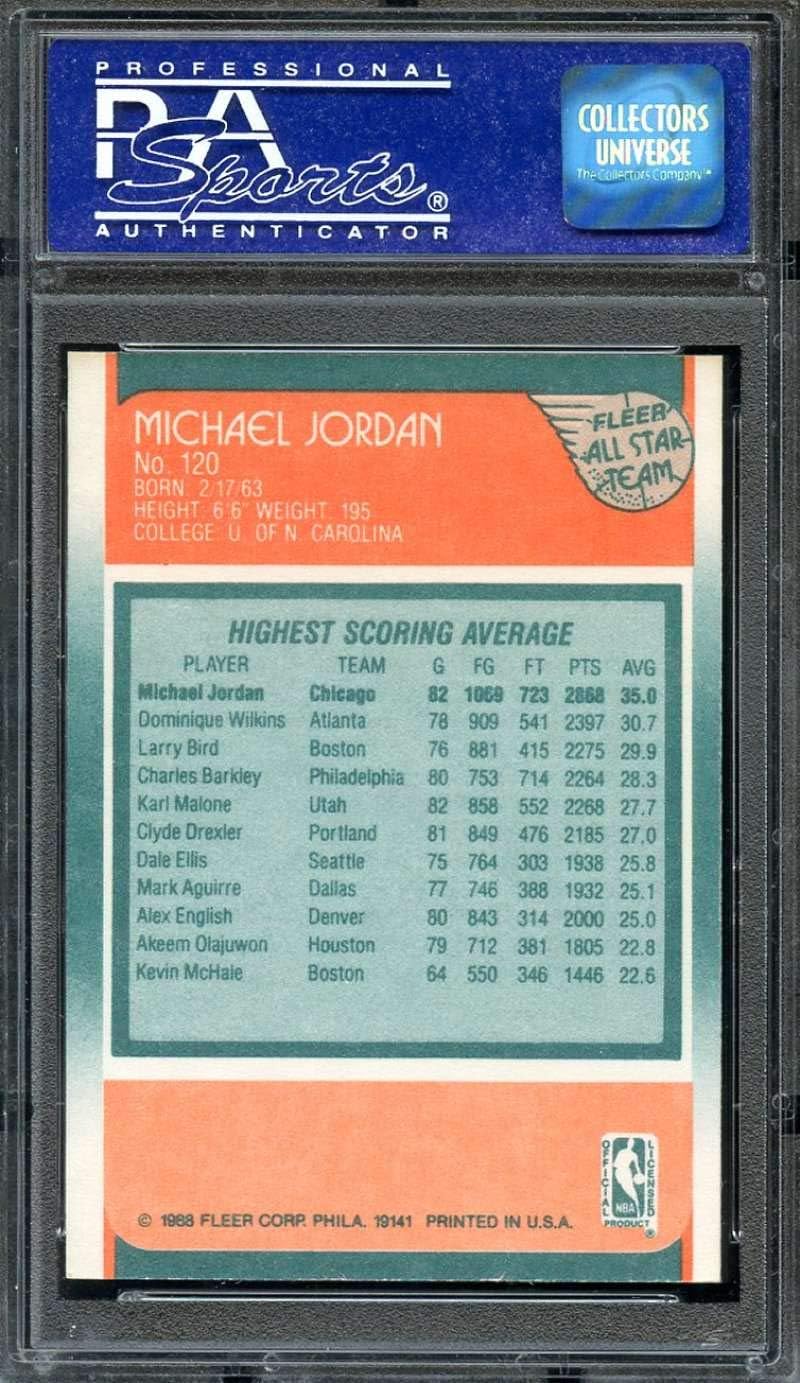 1988 FLEER ALL-STAR #120 MICHAEL JORDAN BULLS HOF PSA 8 K2582276-897