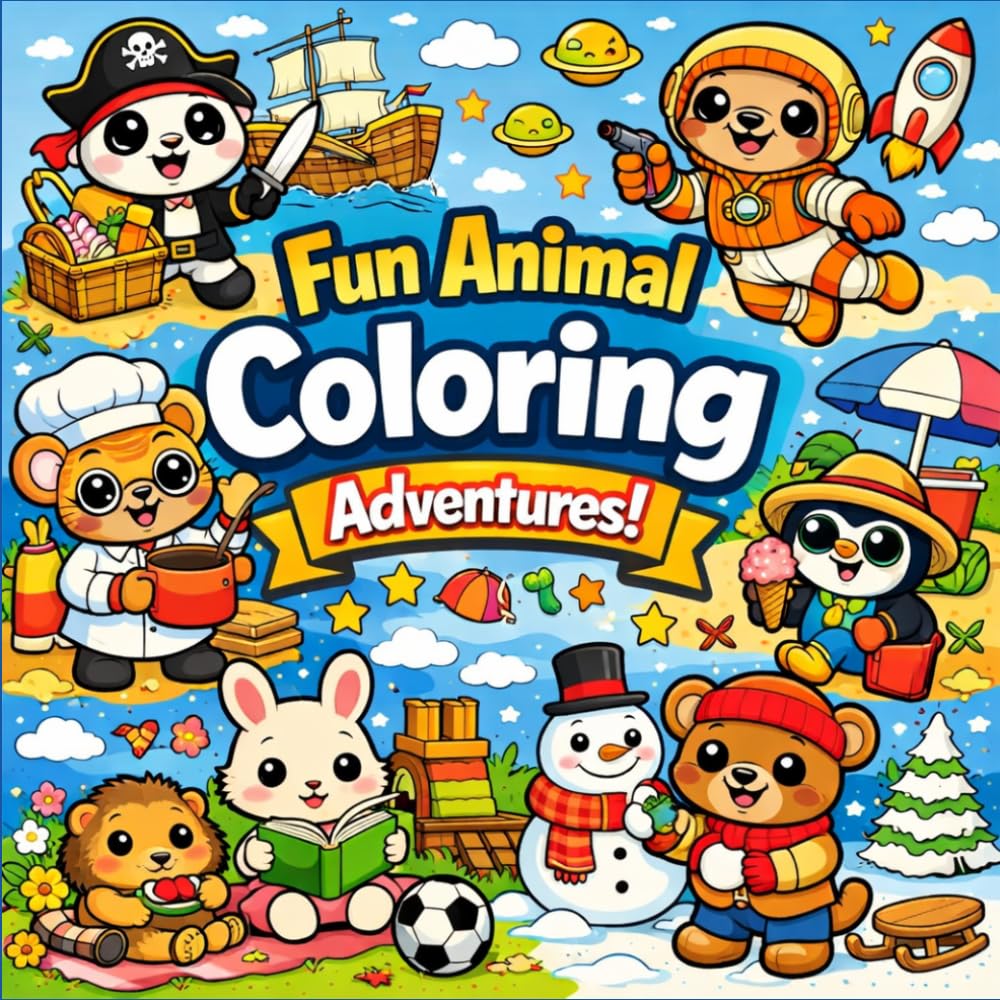 fun animal coloring adventures: a joyful coloring journey for kids and families