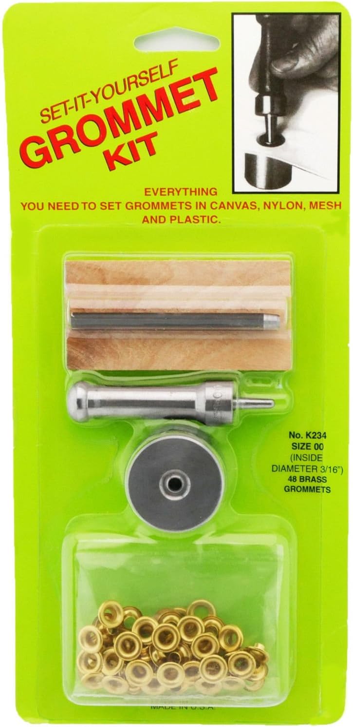 C.S. Osborne Set-It-Yourself Grommet Kit K234-00, 3/16" Hole, W/Brass Grommets