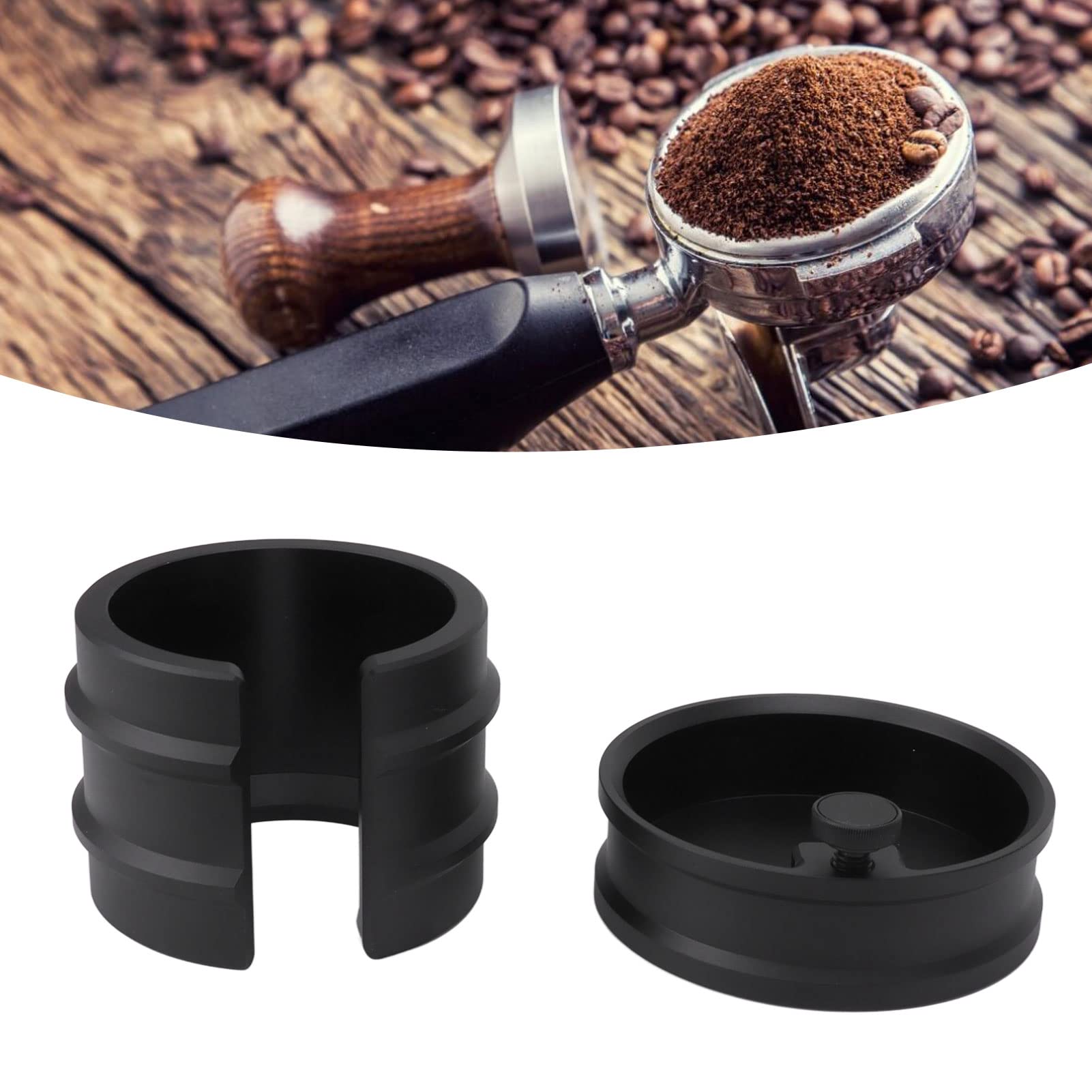 Uchwyt na kolbę do kawy Stojak na ubijak do espresso Podwójna głowica ze stopu aluminium Stabilna podstawa Precyzyjna kontrola ciśnienia do ekspresów do kawy 51 mm 53 mm 58 mm (Czarny)