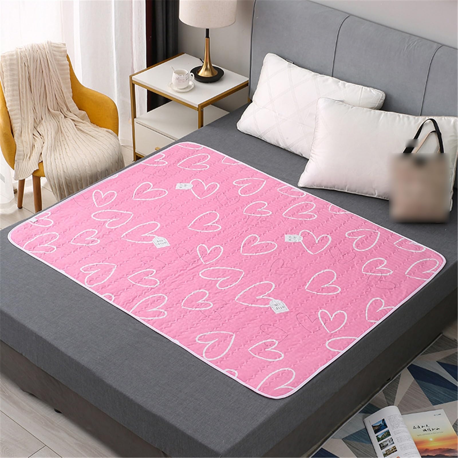 Gonna per Urina Riutilizzabili Traverse Letto Anziani per Adulti Donne Lavabile Telo Impermeabile Letto per Incontinenza La Vita Assistita Resistenti Cuscinetti per Pipì(150 * 200CM,Pink)