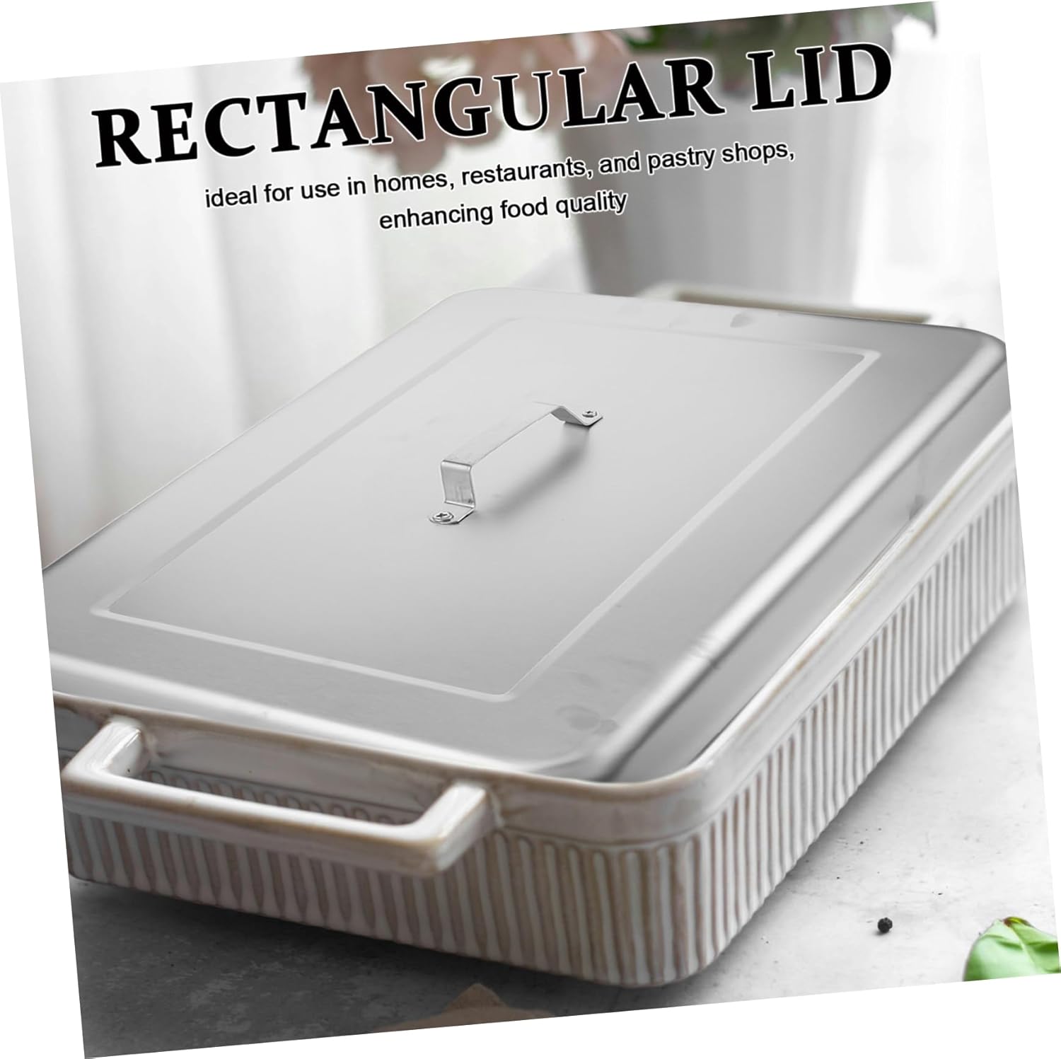 KICHOUSE Stainless Steel Buffet Pan Cover with Handle Rectangular Food Cover for Catering Hotel Use Safeguards Pastries Cookies and Bread Food Safety Design