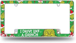 Rico Industries Grinch Drive Like a Grinch 12" x 6" Chrome All Over Automotive License Plate Frame for Car/Truck/SUV