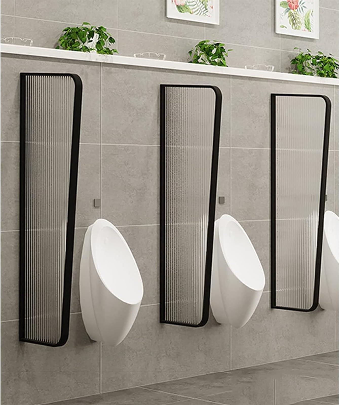 SXDMOUBK Freestanding Urinal Partition Divider, Privacy Screen with Tempered Glass Panel & Metal Frame, for Bathroom, Hotel, Public Restroom (Color: B)