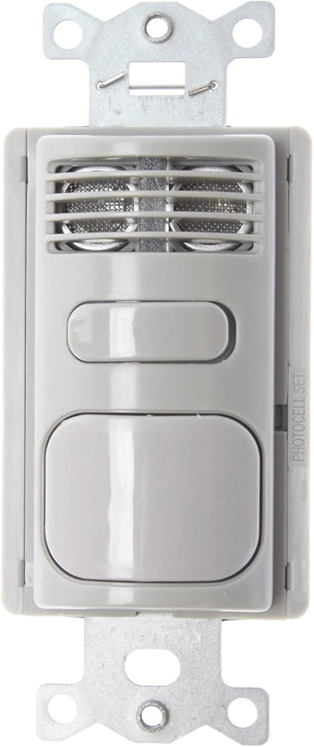 Hubbell AD2000GY1 Adaptive Dual Technology Wall Switch, 1000 Sq. Ft. Coverage, Gray