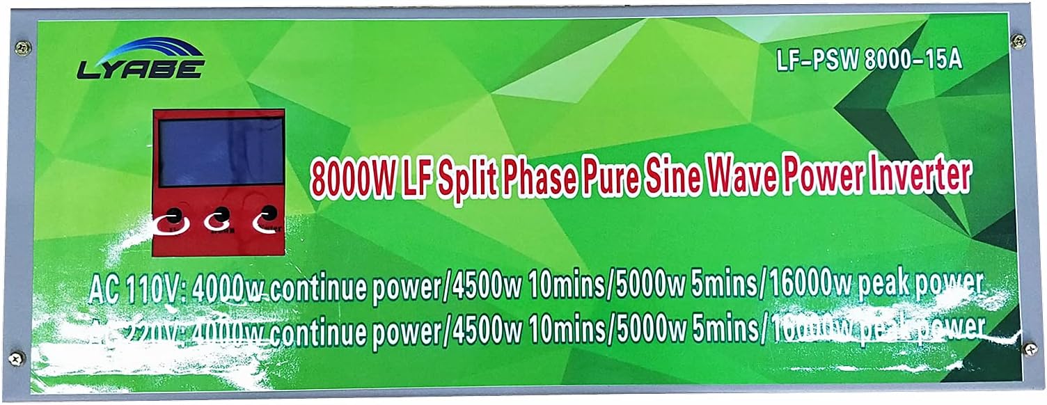 8000W/ 32000W Peak Pure Sine Wave Power Inverter 24V DC to 120/240V AC Split Phase with Battery AC Charger,Low Frequency Off Grid Solar Inverter