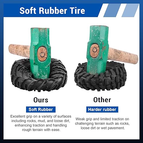 Miniatura 4 de Neumáticos sobre orugas de 2.2 pulgadas, 4 piezas, juego de neumáticos de goma RC para Tamiya Blackfoot Axial SCX10 RR10 Wraith 110 RC Rock Crawler