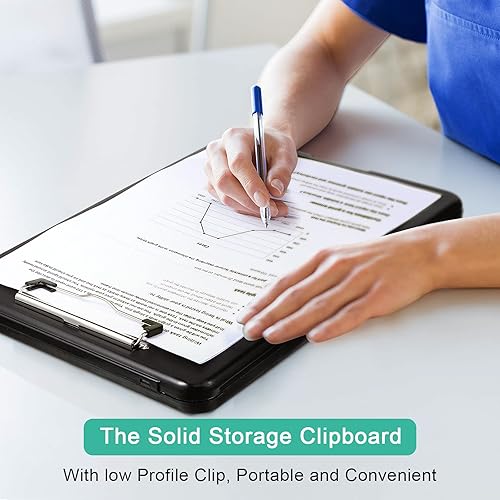 Miniatura 5 de Portapapeles de 4 piezas con almacenamiento de plástico, portapapeles de enfermería, clip plegable con clip de perfil bajo para estudiantes,