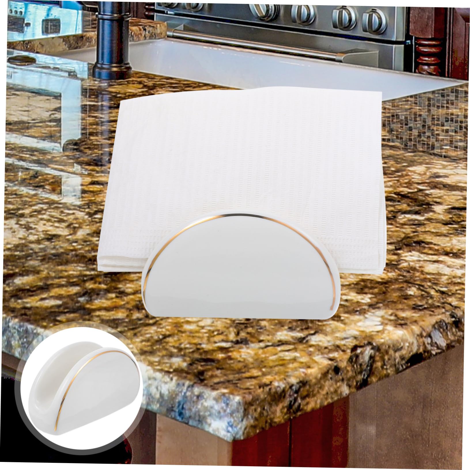 Alipis 5piezas Soporte Cerámico Para Servilletas Bordes Dorados Dispensador De Servilletas Para Decoración De Mesa Para Cocina y Comedor