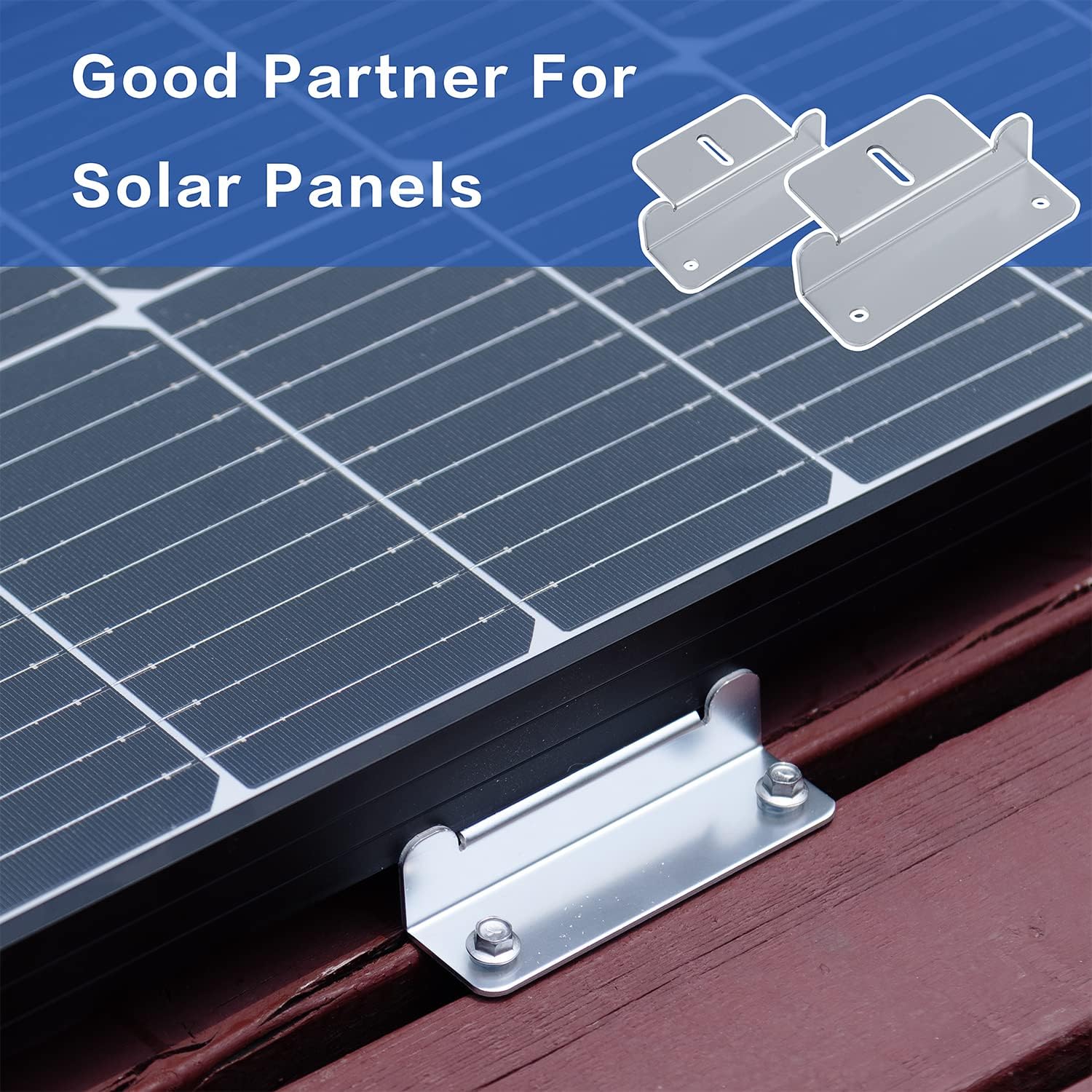 JJN Solar Panel Mount Z Brackets, 1 Set 4 Units Solar Panel Mounting Brackets, Lightweight Aluminum Corrosion-Free Mounts for RVs Boats Trailers Yachts and Other Off Gird System Installation