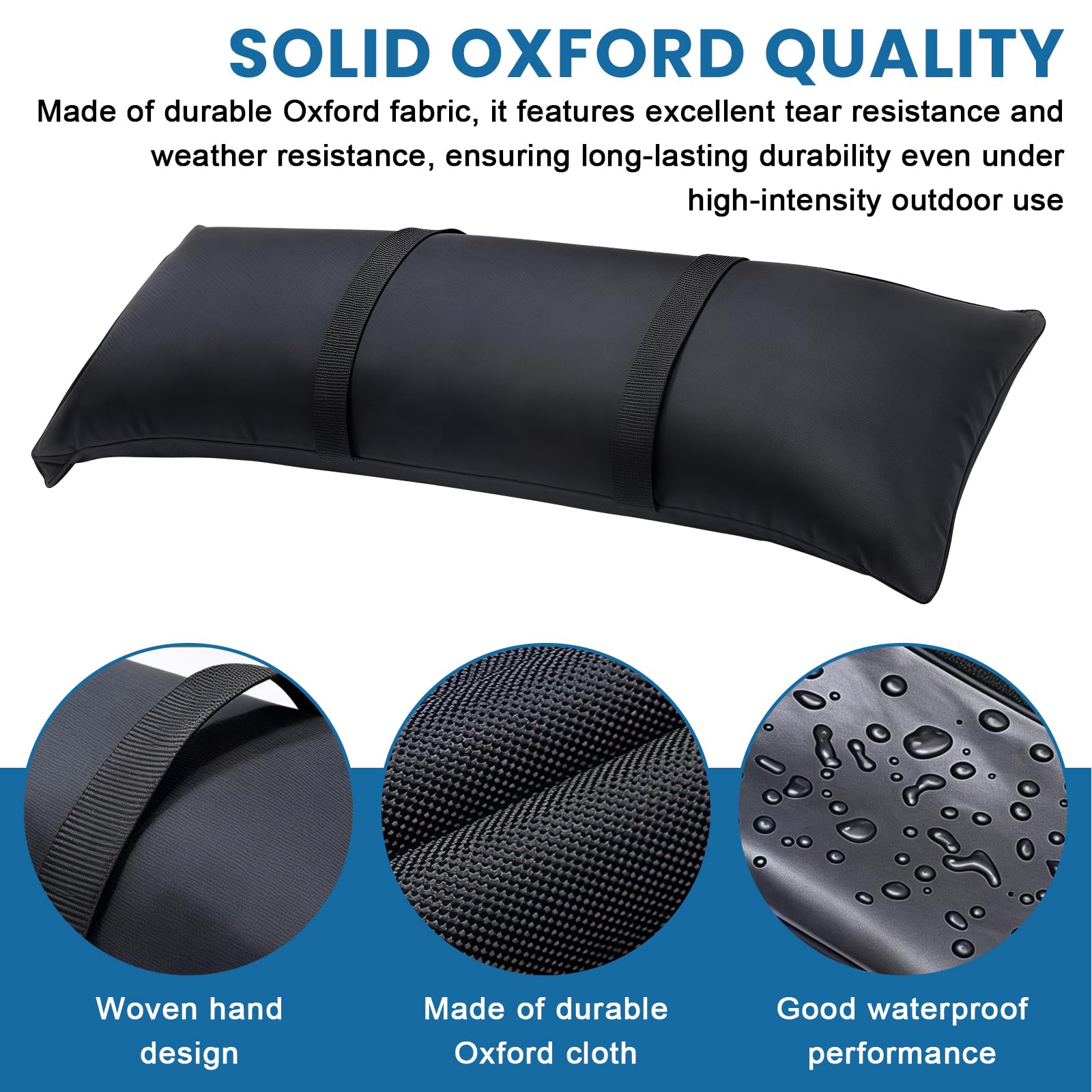 2 Sacchi di sabbia per ombrellone - Sacchi di ponderazione in tessuto Oxford, sacchi di sabbia per gazebo e esterni (nero)