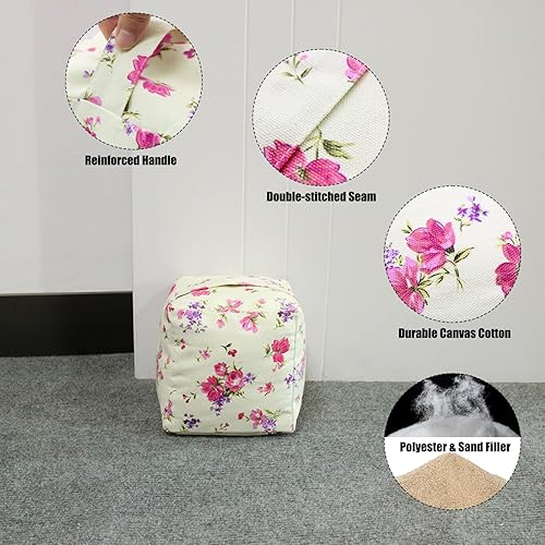 Vista 67 de Tope de puerta decorativo con peso, tope de puerta de tela con asa, cubo cuadrado resistente, protectores de pared para el hogar, oficina, A