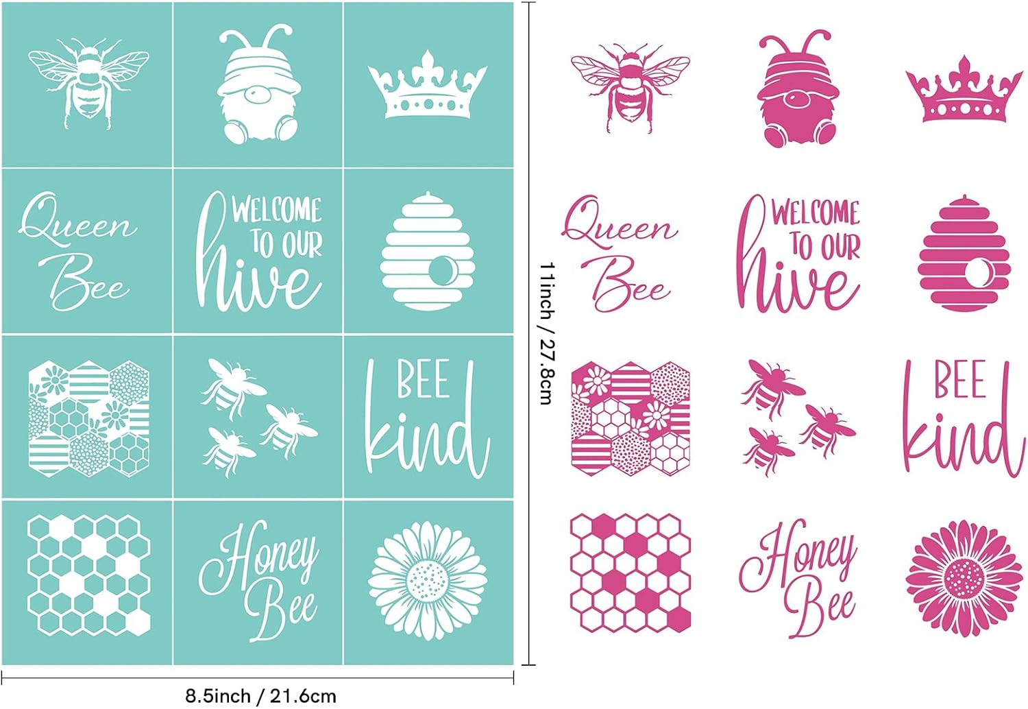 BAOFALI Silkscreen Stencil Bee Minis,Reusable Self-Adhesive Silk Screen Printing, for Decor/Printing Wood/Fabric/Wall/Glass/Paper, Home Craft Projects Decorations Pattern (8.5x11inch)