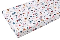 Vista 4 de Juego de 3 fundas para cambiador, tejido de punto ultra suave para bebés, niños y niñas, cohete satélite/coche/autobús