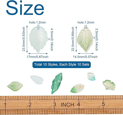 Miniatura 10 de Craftdady Dijes de cuentas de hojas de arce transparentes, colgantes colgantes de adorno para colgar, bonitos dijes para collares, pulseras, Hoja