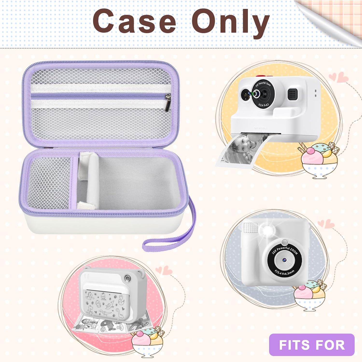 Case Compatible with DYLANTO for Anchioo for ESOXOFFORE for YTETCN for WEEFUN for GKTZ Instant Print Camera, Kids Camera Storage Holder Organizer for Accessories (Box Only) - White image 3