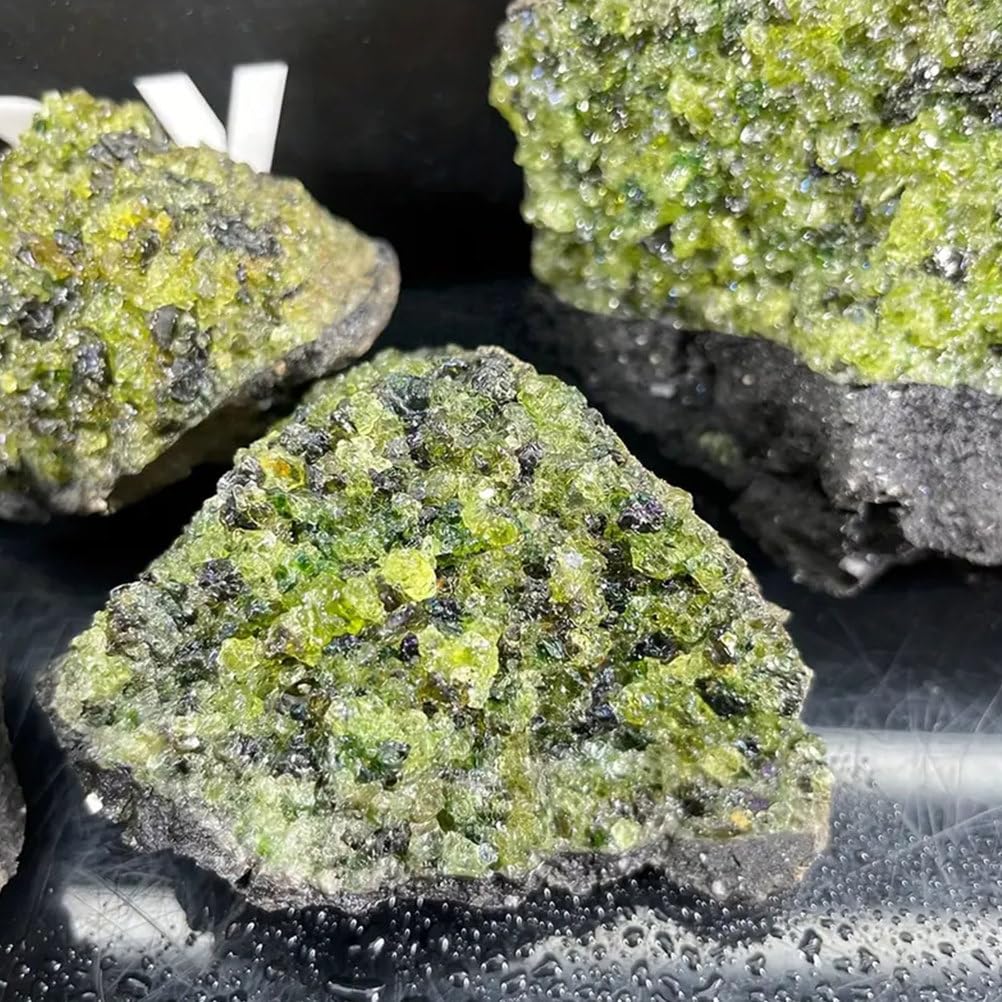 Crystal Cluster Olive Green Ore Fish Tank Landscaping Stone Home Desktop Decoration,100~150g