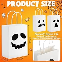 Vista 2 de Honoson 24 bolsas de regalo de Halloween de fantasma, bolsas de papel de regalo de Halloween con asas para suministros de fiesta de dulces
