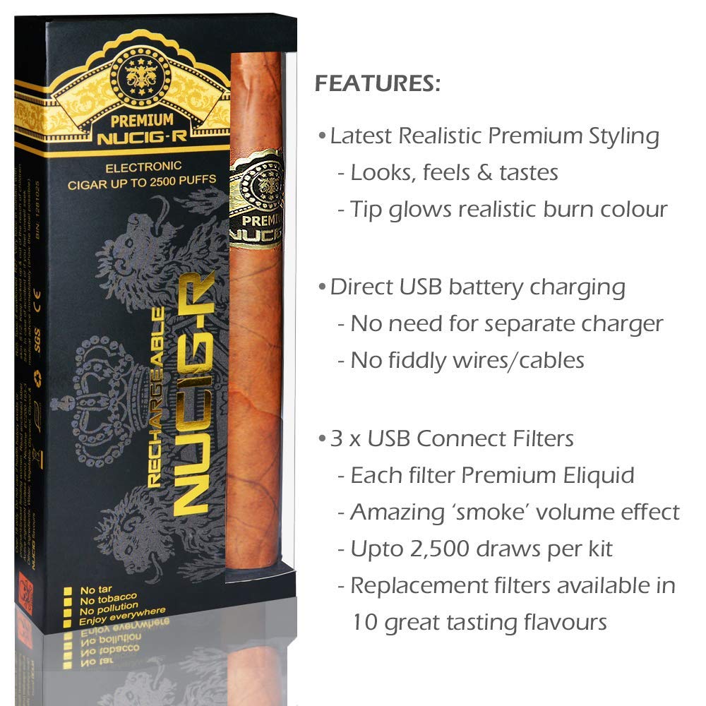 NUCIG PREMIUM Electronic Cigar | Rechargeable Ecigar | Vape (Starter Kit -  Melon Flavour): Amazon.co.uk: Health & Personal Care