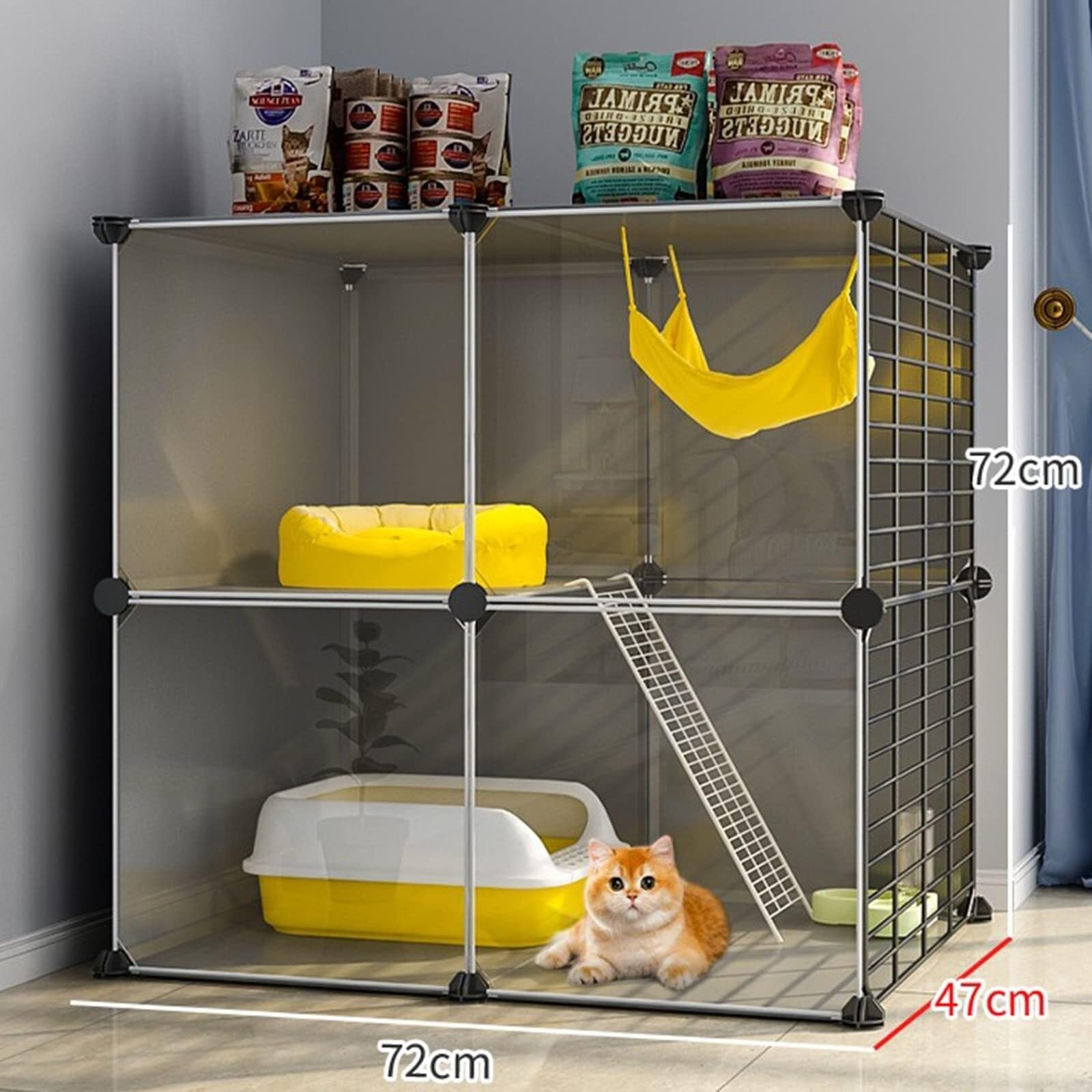 Generic Gabbia per gatti da interni, box multi-livello per gattini, cuccioli e piccoli animali (72 x 47 x 72 cm)