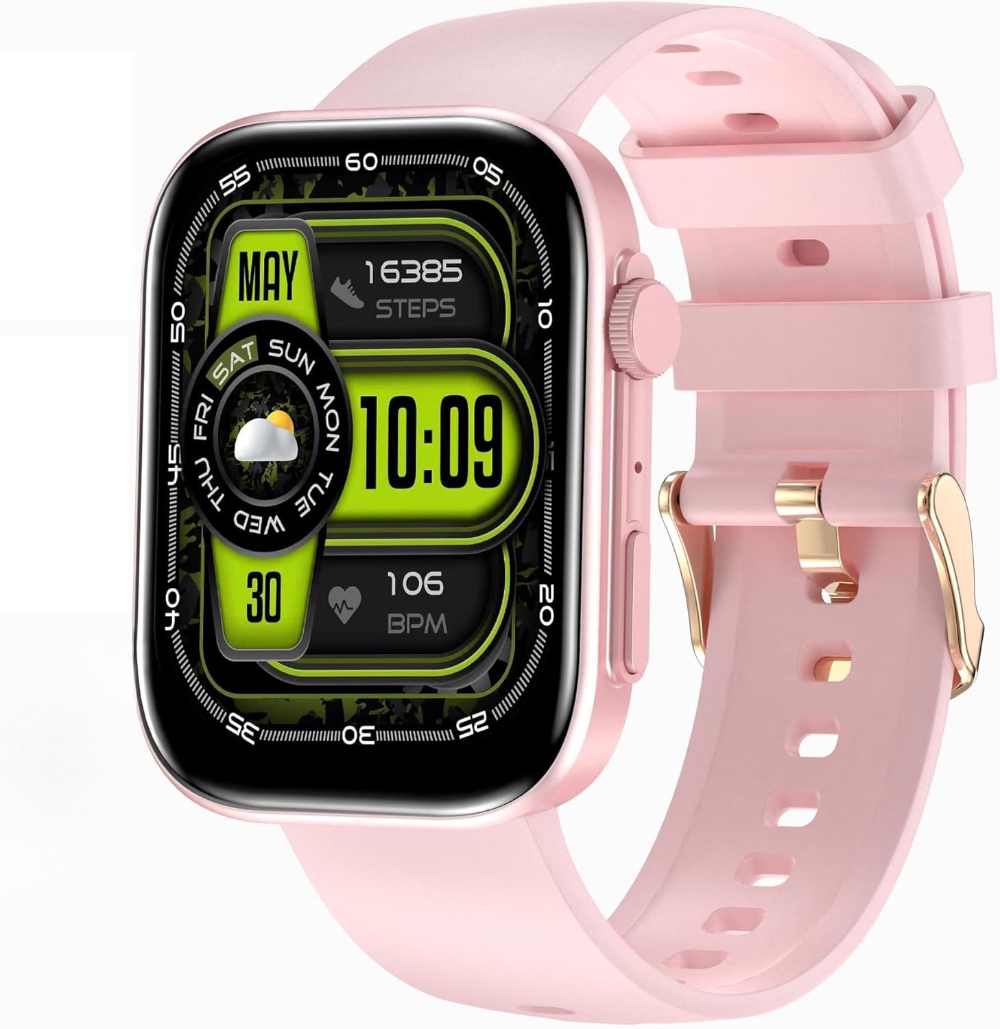 BRIBEJAT Smart Watches for Women, 2.01″ HD Android Touchscreen with Heart Rate/SpO2/Sleep Monitor, Make/Answer Calls, 123 Sports Modes, IP68 Waterproof Fitness Watch for iPhone Compatible (Pink)