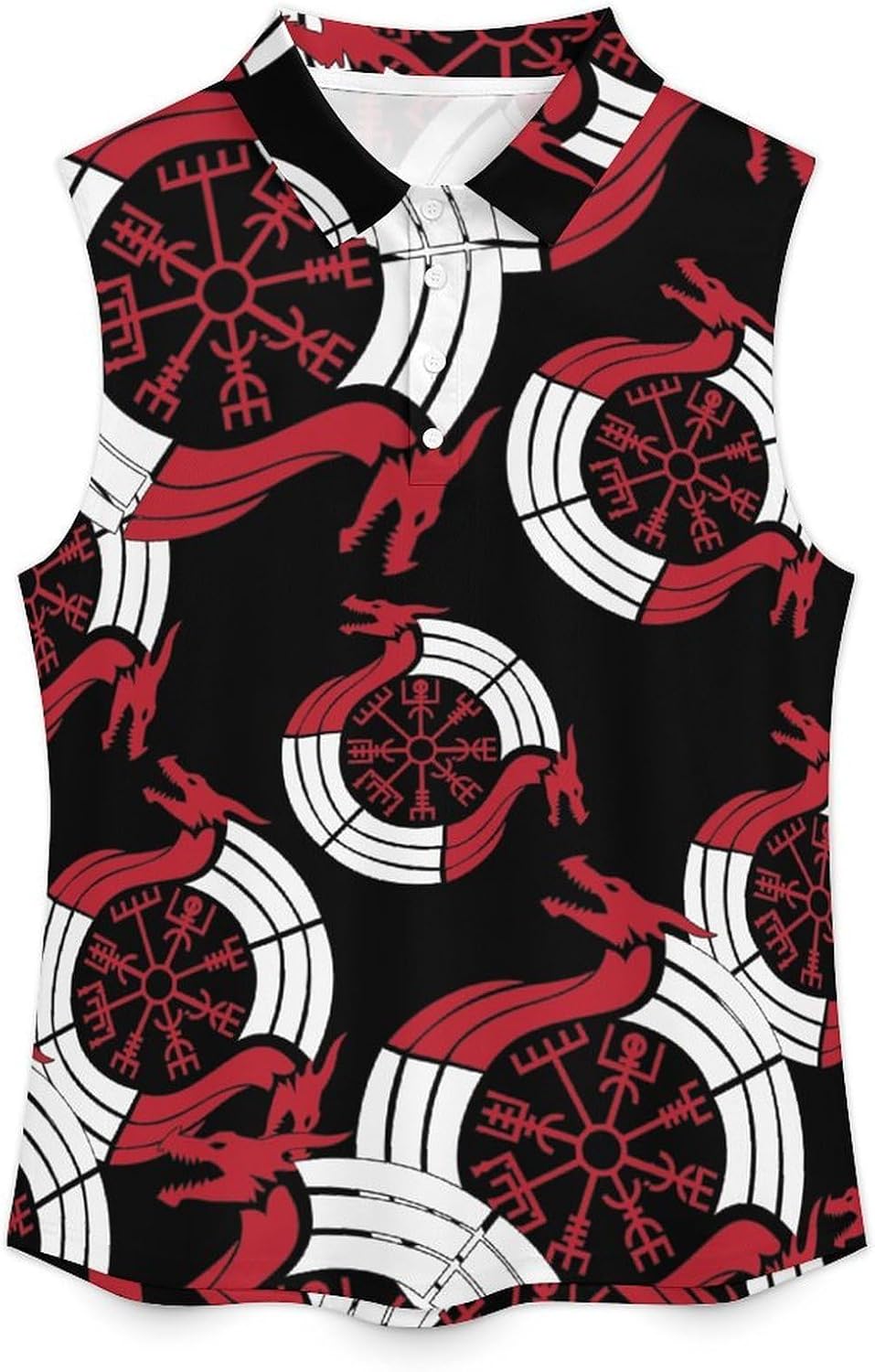 Vikings Nordic Compass Women's Golf Shirt Sleeveless Polo Shirts Tank Tops Blouses Tennis T-Shirts Casual