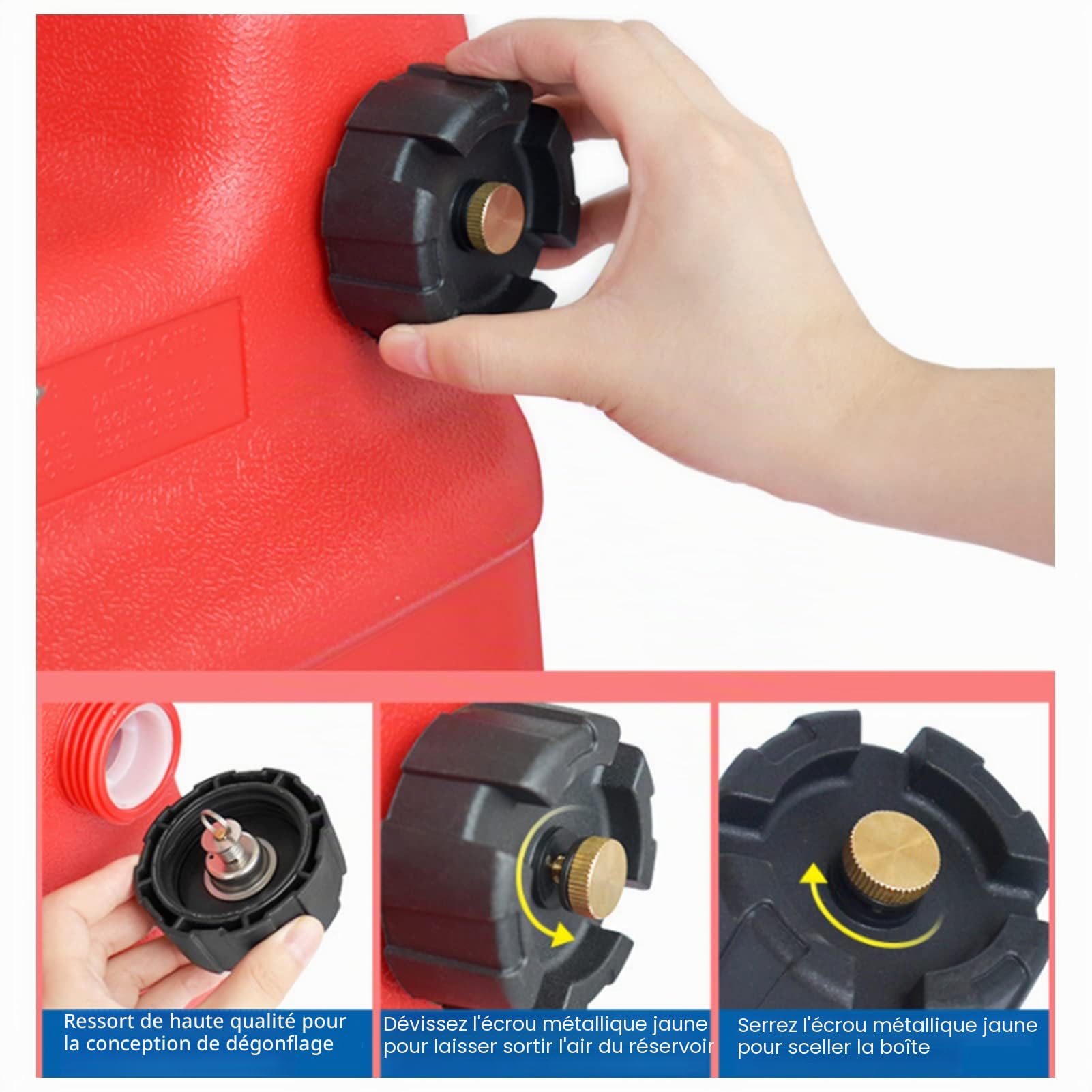 Réservoir de Carburant Marin， Réservoir de Carburant Portatif pour Bateau Marin， Réservoir de Carburant de Bateau en Plastique 24L Réservoir de Carburant Hors-bord Marin Portable avec Conception D'éch