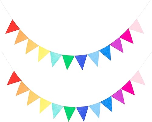 LOVENJOY 2 pancartas de arcoíris montadas de fieltro multicolor para decoraciones coloridas de fiesta de cumpleaños