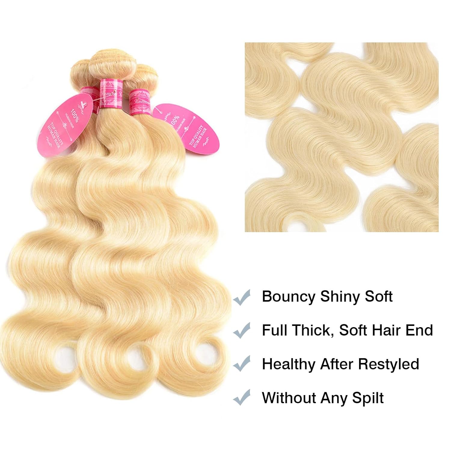 Vallbest 613 Bundles Human Hair with Closure 20 22 24 +18 Inch Blonde Body Wave Raw 4 Bundles Human Hair 12A 100% Unprocessed Brazilian Virgin Weave Human Hair Extensions