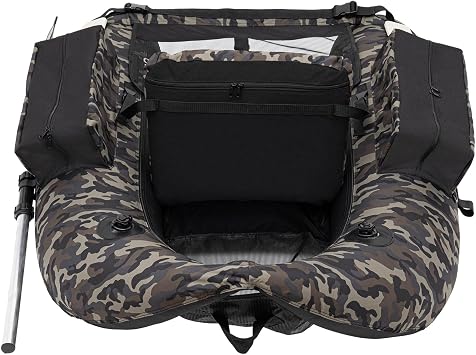 Inflatable Fishing Boat with 90-180 Adjustable Backrest, 286.6lbs Load Capacity, Hand Pump, and Storage Pockets, Ideal for Outdoor Fishing, Rafting, and Exploring