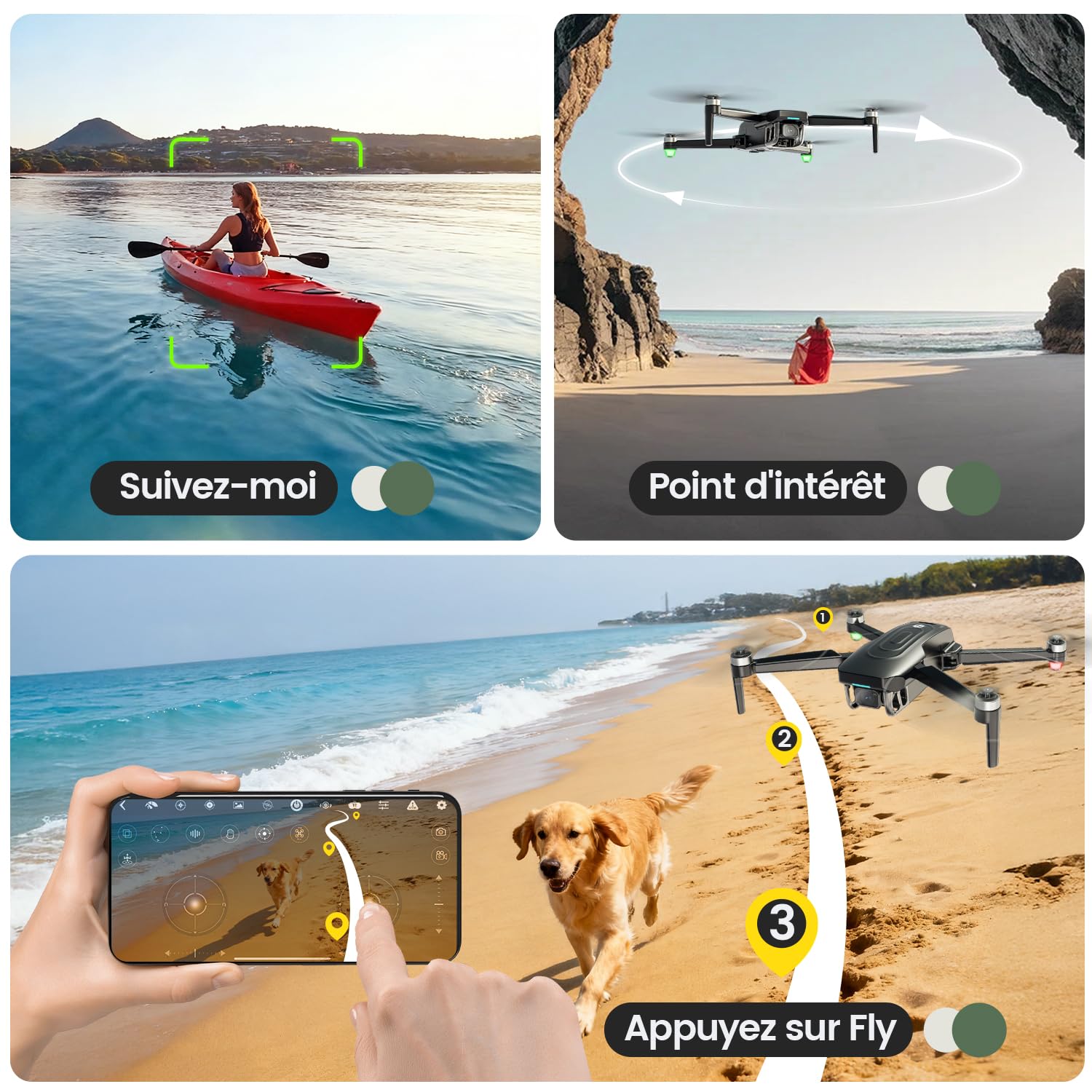 Holy Stone HS175G Drone GPS 8K EIS, Quadricoptère Pliable FPV pour Adultes Débutants, Moteur sans Balais, Suivez-Moi, Vol Circulaire, Maintien d'Altitude, Vol de 60 Minutes, Moins de 249g, C0