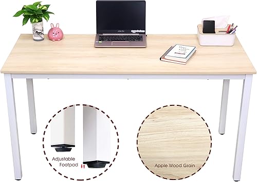 Miniatura 22 de Escritorio grande de madera para computadora de 47 pulgadas, escritorio de estilo moderno y simple para oficina en casa, dormitorio, escritorio de