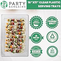 Vista 5 de PARTY BARGAINS Bandejas de plástico para servir de 16 x 11 pulgadas, paquete de 8 bandejas desechables de plástico transparente, ideales para bodas