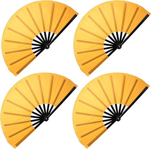 Miniatura 17 de QIRMIZI Abanico grande de 4 piezas para rave, abanicos de baile de línea que estallan en el suelo, abanicos que aplauden, abanicos de vaquero, Azul