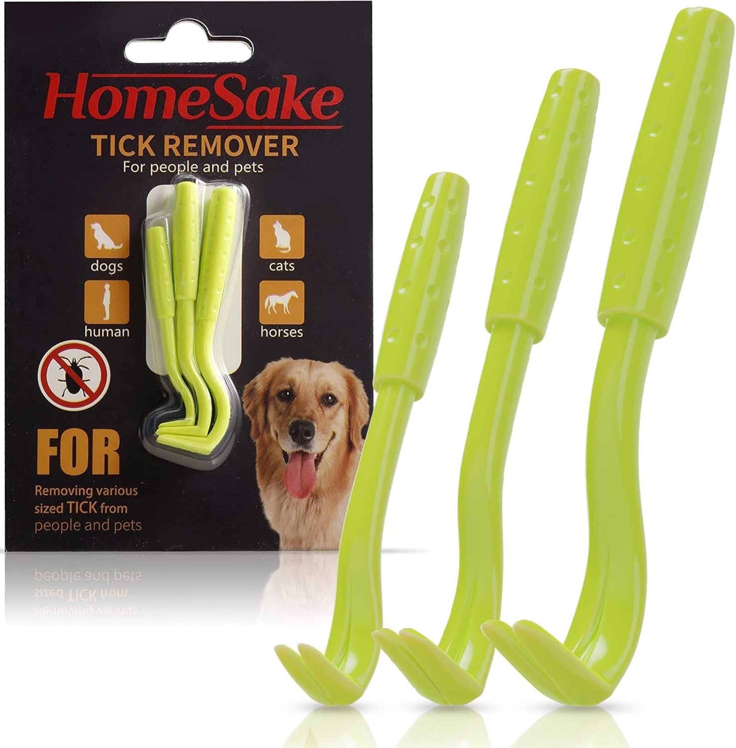 Homesake Tick Removal Tool for Dogs, Cats and Humans | Ultra-Safe Tick Twister | Removes Entire Head & Body | Pain-Free Ticks Remover | 100% Chemical-Free Tick Control Products | 5 Packs of 3
