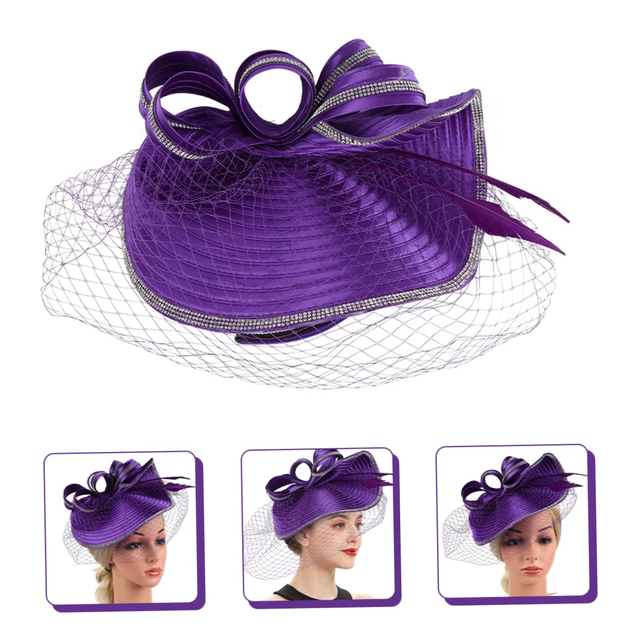 Holibanna Cappello da Cocktail Party Fascia per Ragazze Cappello da tè Cappello per Il Matrimonio fascinatori di per Le Donne Cappelli Fascinator per Le Donne Filato di Navy