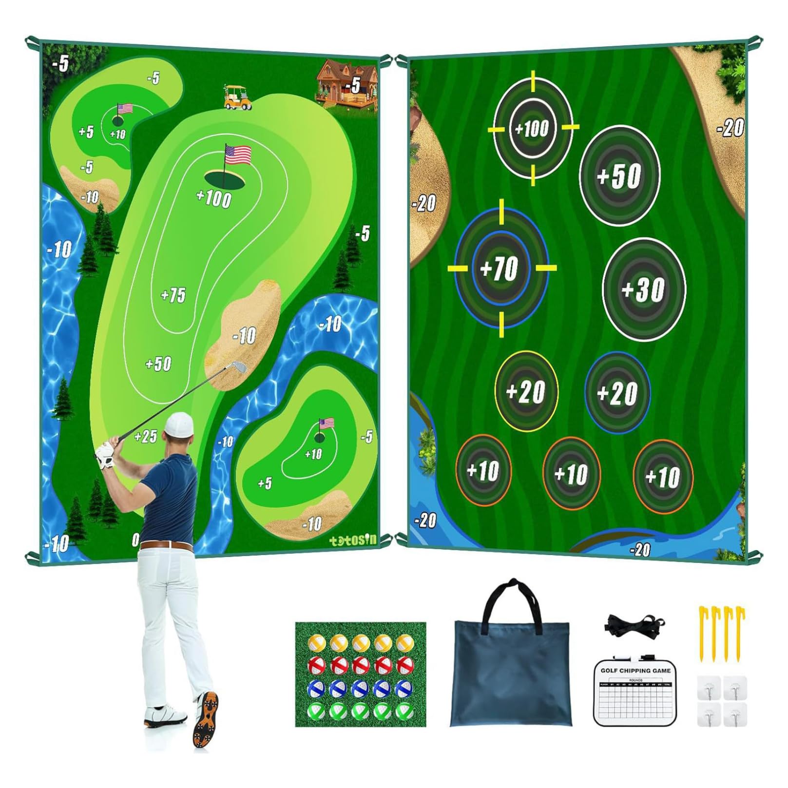 Agoky Mini Golf Swing Practice Mat Set Indoor Outdoor Casual Golf Game Kit for Backyard Home Training Putting Entertainment B One Size