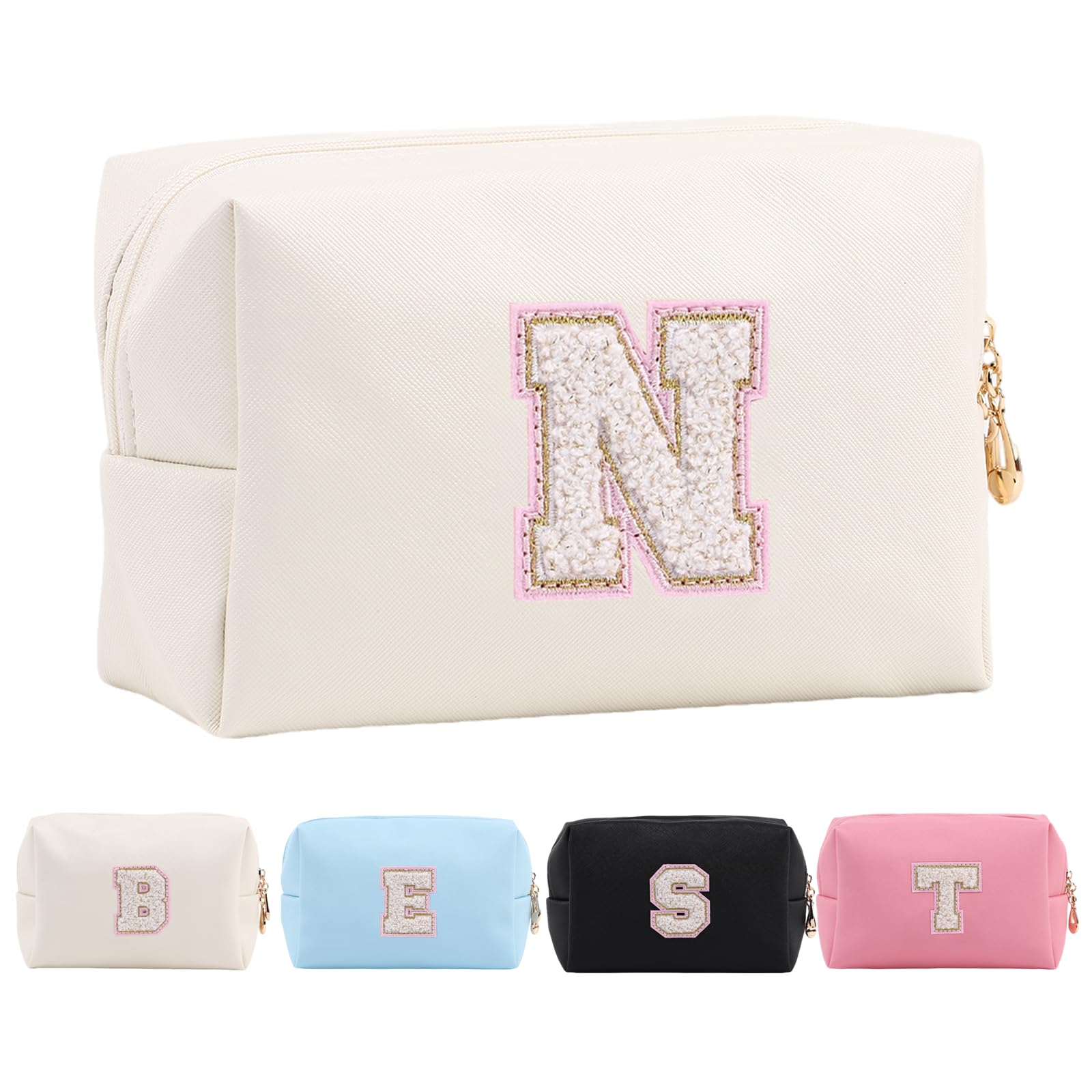 Personalized Makeup Bag,Waterproof Travel Makeup Pouch Cosmetic Bag Birthday Gift for Women Mom，Bride Bridesmaid Cosmetic Bag A-Z — view 65