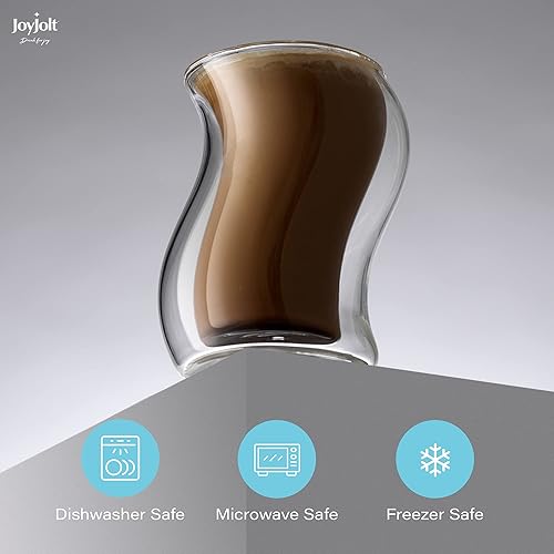 Miniatura 2 de JoyJolt Pivot - Vasos de cóctel con doble aislamiento, juego de 2 vasos únicos de doble pared de 8 onzas, con efecto óptico atractivo, de doble