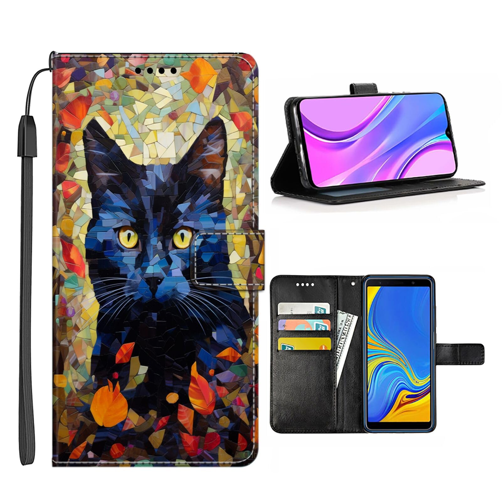 Elgzigok Wallet Phone Case for Samsung Galaxy Note 9 with Cat Print-aa368 - Stylish and Functional PU Leather-Free Smartphone Case with Card Holder
