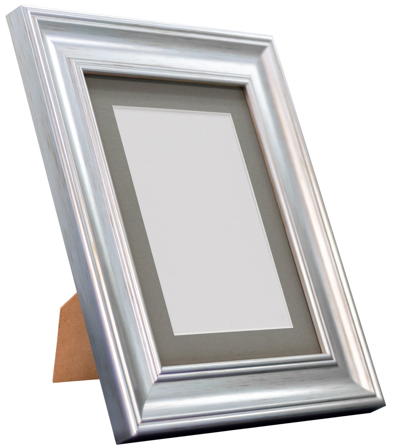 FRAMES BY POST Scandi Vintage Picture Photo Frame, Recycled Plastic, Silver with Dark Grey Mount, 12 x 12 Image Size 10 x 10 Inch