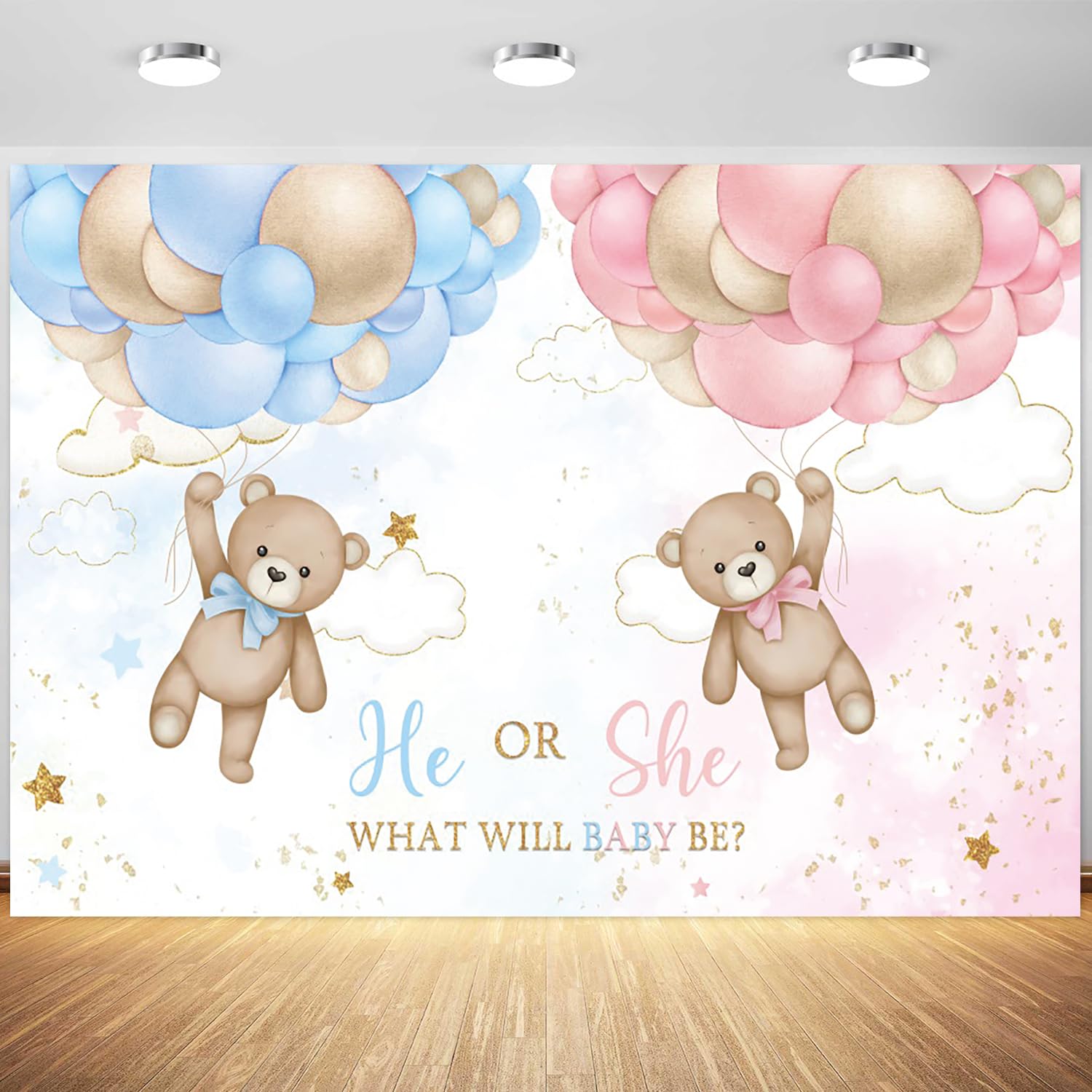 7x5ft Bear Gender Reveal Backdrop He Or She Watercolor We Can Bearly Wait To Meet You Photography Background Boy Girl Blue Pink Gender Reveal Party Decorations Banne - View #12