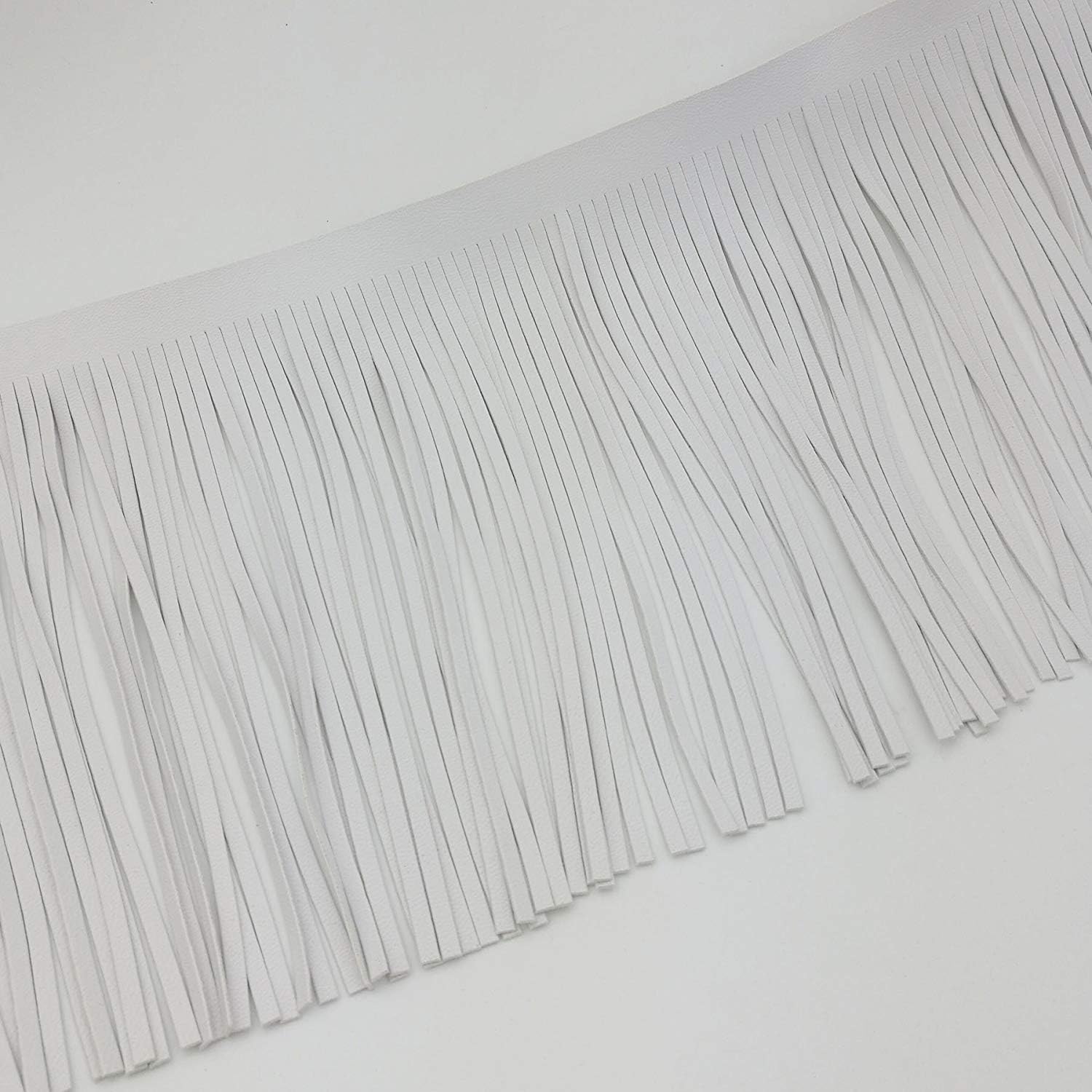 Pu Leather Tassel White Lace Adornment DIY Craft Cloth Bag Shoes Row Fringe (White)