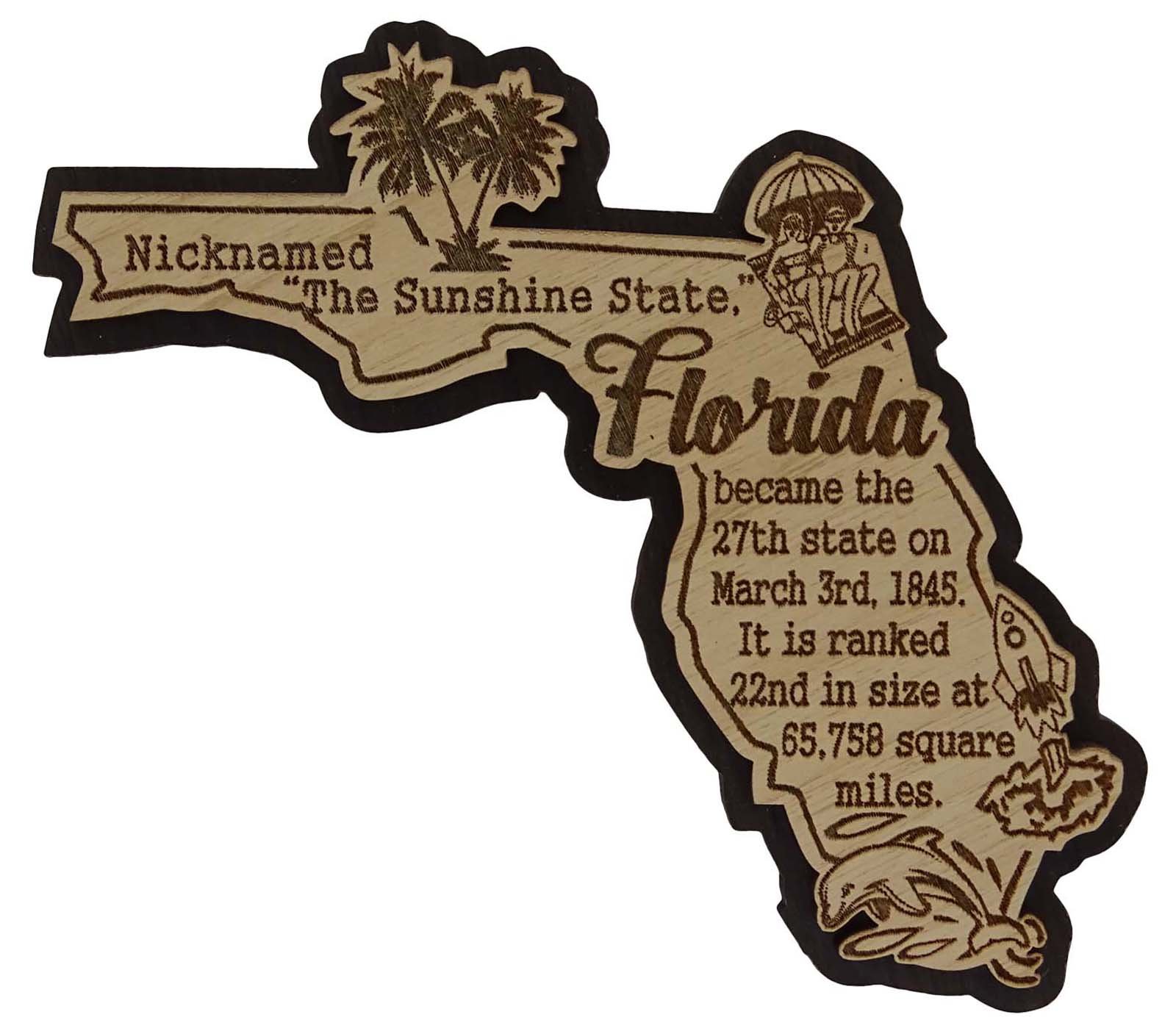 Printtoo USA Florida State Map Wooden Magnet Souvenir Fridge Magnet Gift