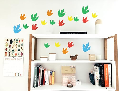 Miniatura 2 de Top Label Calcomanías de pared de huellas de dinosaurios, calcomanías de huellas de dinosaurios para habitación de niños, calcomanías extraíbles