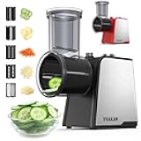 Electric Cheese Grater,300W DC Motor Salad Maker,Electric Slicer Shredder with 5 Different Shapes of Blades,Electric Vegetable Cutter for Potato,Carrot,Black